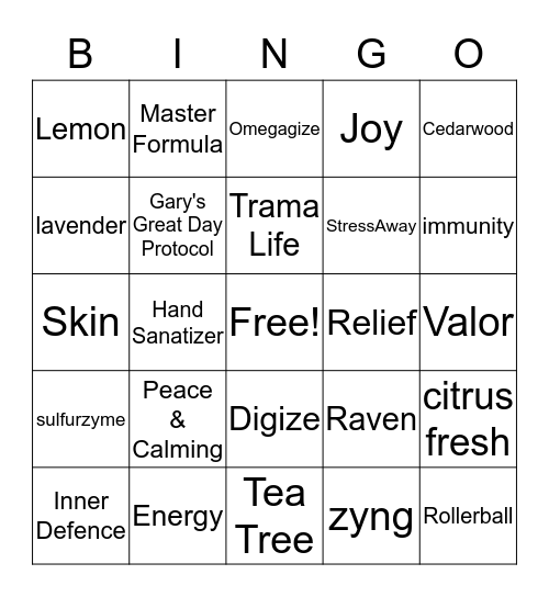 OILY BINGO Card