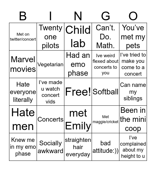 Hadley Bingo💆🏻‍♀️💆🏻‍♀️💆🏻‍♀️ Bingo Card