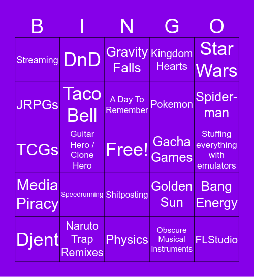 Chauncey Bingo Card