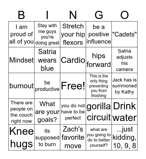 Motivator's basic bingo card Bingo Card