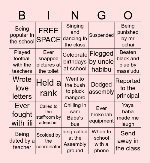 Global science school Edition Bingo Card