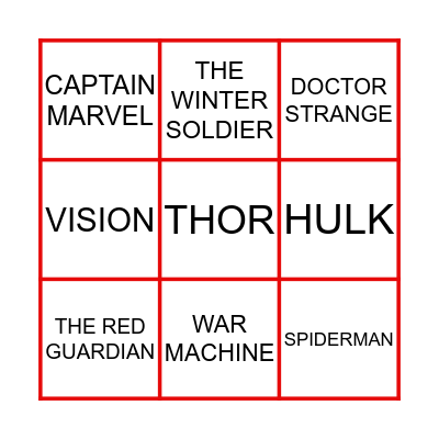 DRAGOON’S MARVEL BINGO Card