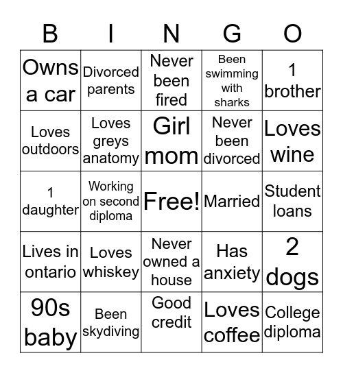 Codi's Bingo Card