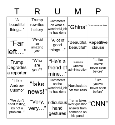 TRUMP CORONAVIRUS PRESS CONFERENCE BINGO Card