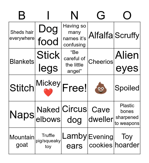 Pooty Bingo Card
