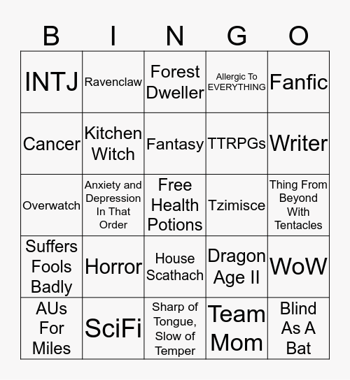 Nagaina Bingo Card