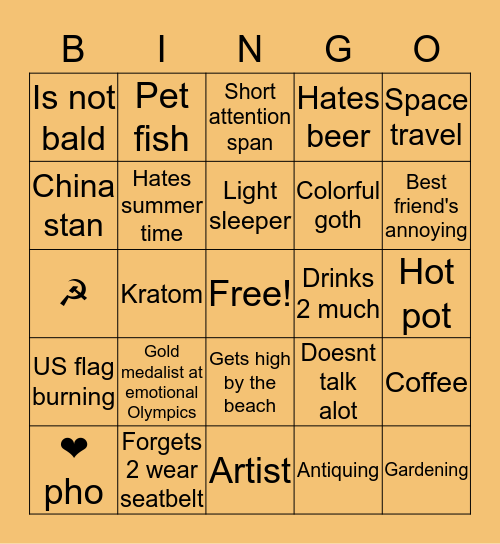 What do u have in common with jeremy Bingo Card