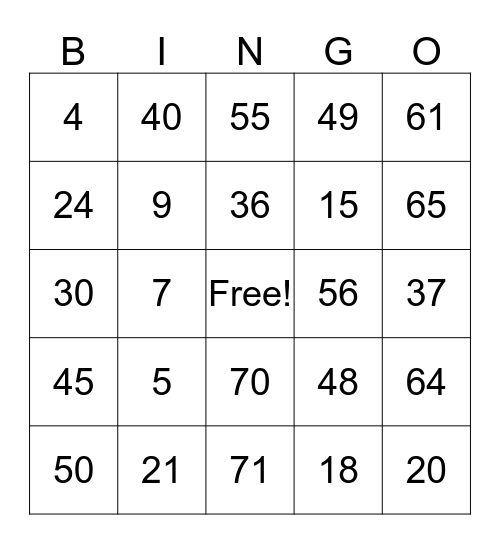 Color street Bingo Card