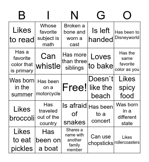 Find Someone Who... Bingo Card