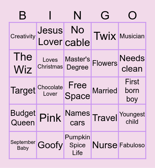 Arlene's Bingo Card