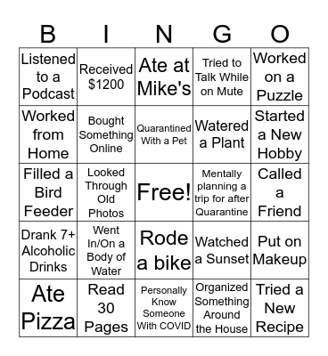 Carrasco COVID Bingo Card