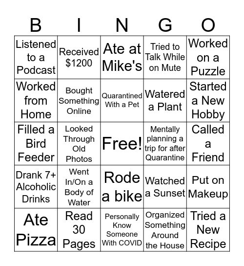 Carrasco COVID Bingo Card