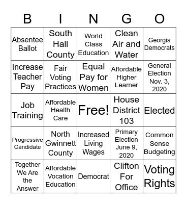 Share Your Thoughts - Vote! Bingo Card