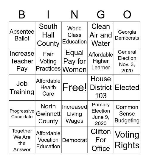 Share Your Thoughts - Vote! Bingo Card