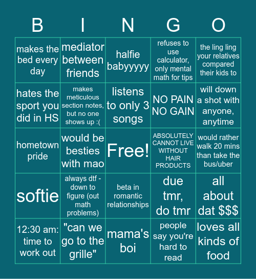 Ryan Wood Bingo Card