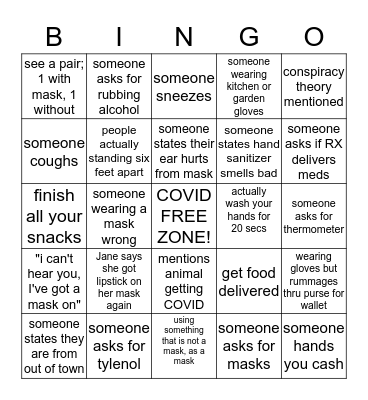 COVID PHARMACY BINGO Card