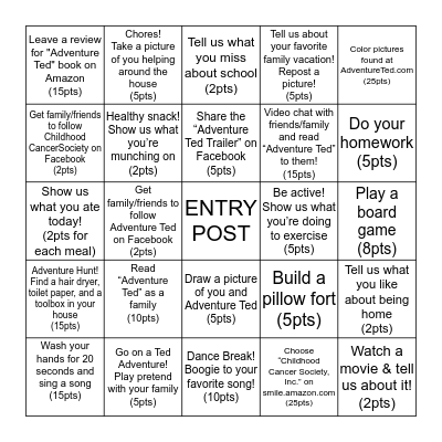 #AdventureTedChallenge2020 Bingo Card