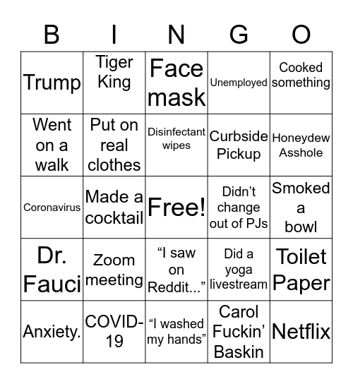 Heather’s Birthday Quarantingo Bingo Card