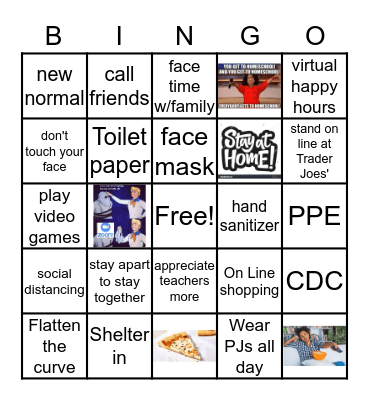 COVID -19  Life Bingo Card