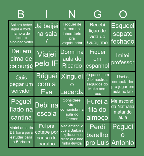 Bingo do 3° Bio Bingo Card