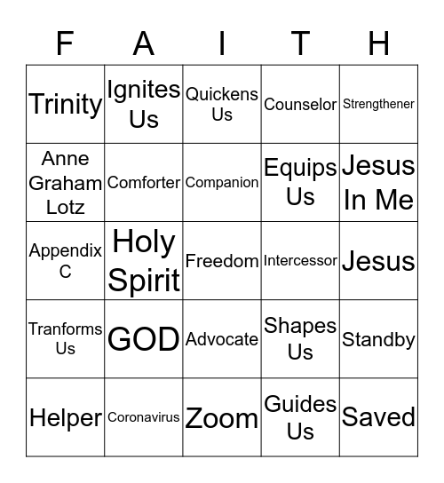 Jesus In Me Bingo Card