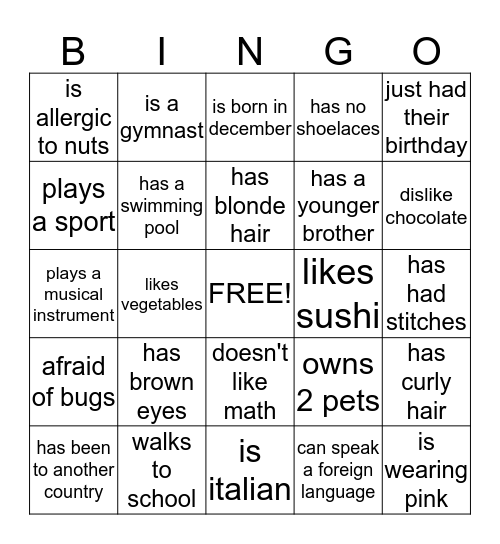 FInd Someone Who... Bingo Card