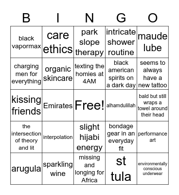 Laith Bingo Card