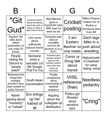 2020 Quizbowl Discord Bingo Card