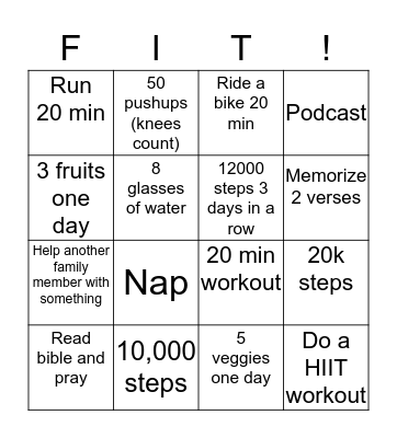 FITNESS BINGO Card