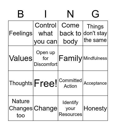 Bushfire Session One Review Bingo Card