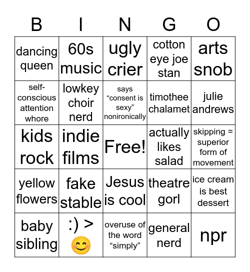 Hannah Bingo Card