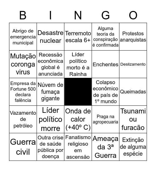 BINGO DO APOCALIPSE Bingo Card