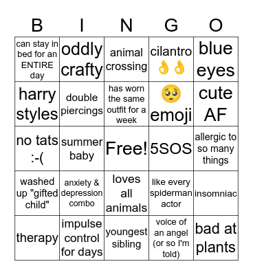 Emily's Bingo Card