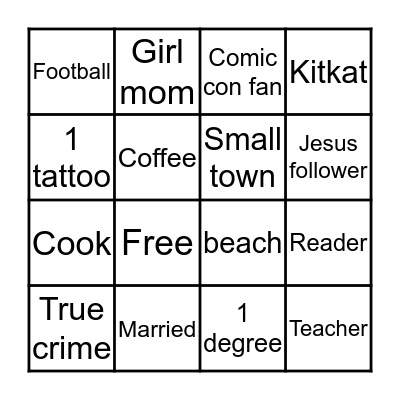 Miranda Bingo Card