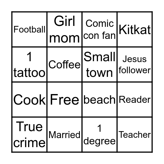 Miranda Bingo Card