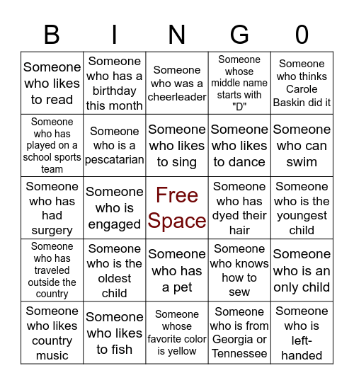 Find Someone Who.... Bingo Card