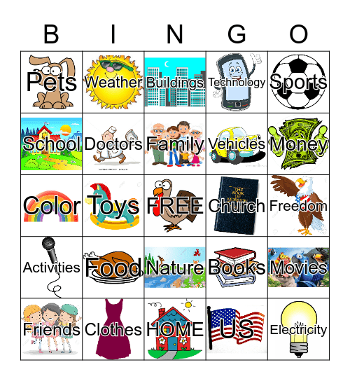 BINGO; Thankful For: Bingo Card