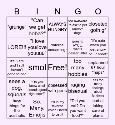 Sapling Bingo Card