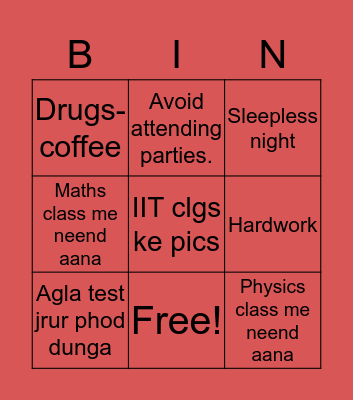 Prep IITIAN'S Bingo Card