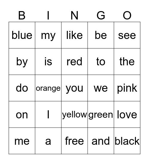 1st Quarter Words Bingo Card