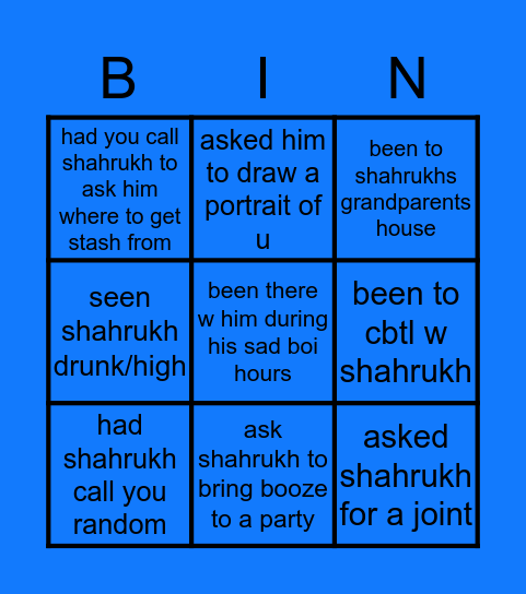 shahrukhs bingo Card