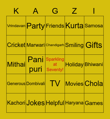 Happy 70th Birthday Papa Bingo Card