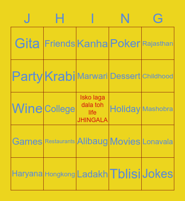 Happy HOUSIE with our JHINGAS Bingo Card