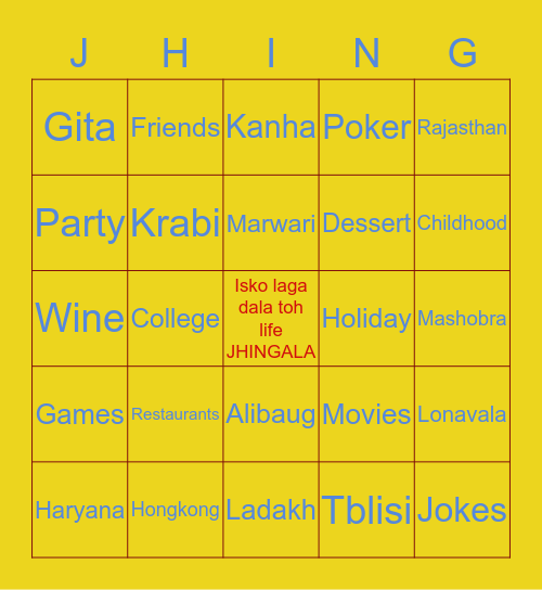 Happy HOUSIE with our JHINGAS Bingo Card