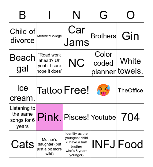 M E G  B I N G O Bingo Card