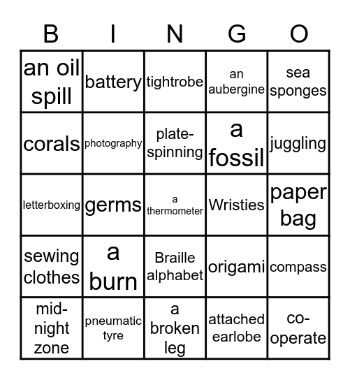 Unit 8_ Grammar 2_ Relative clause "Which" Bingo Card