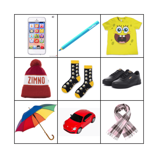Przedmioty domowe Bingo Card