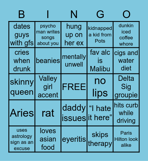 Maddie Bingo Card