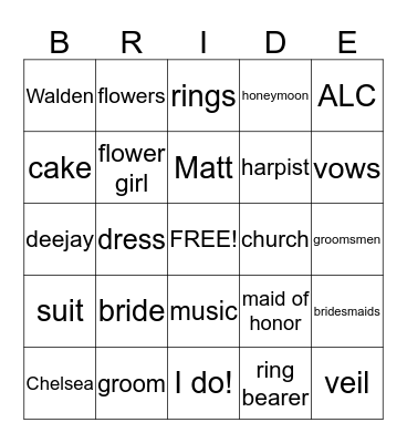 CHELSEA'S SHOWER BINGO Card