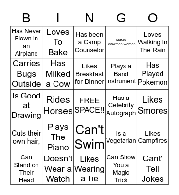 People Bingo - Name: __________________________ Bingo Card